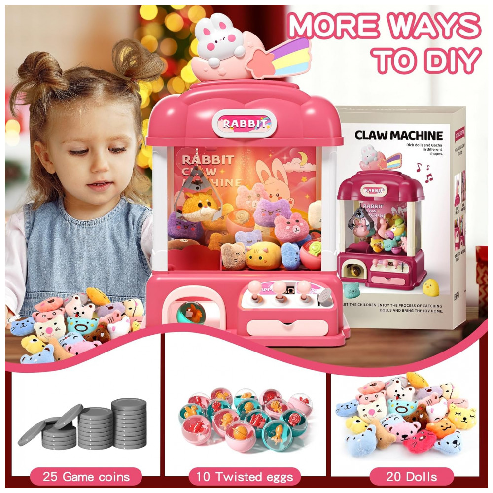 AIQI 55 PCS Large Kids Claw Machine Vermelha com Luzes LED e Som, Máquina de Garra Eletrônica para Crianças - Imagem 5