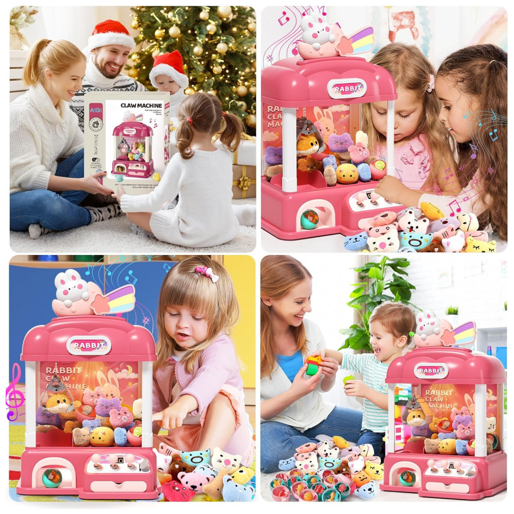 AIQI 55 PCS Large Kids Claw Machine Vermelha com Luzes LED e Som, Máquina de Garra Eletrônica para Crianças - Imagem 6