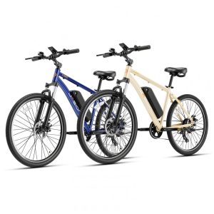 Bicicleta Elétrica Jasion EB5 Azul e Cáqui 1000W Motor Brushless Bateria Removível 360Wh Pneus 66cm 7 Marchas Suspensão Dianteira 110V
