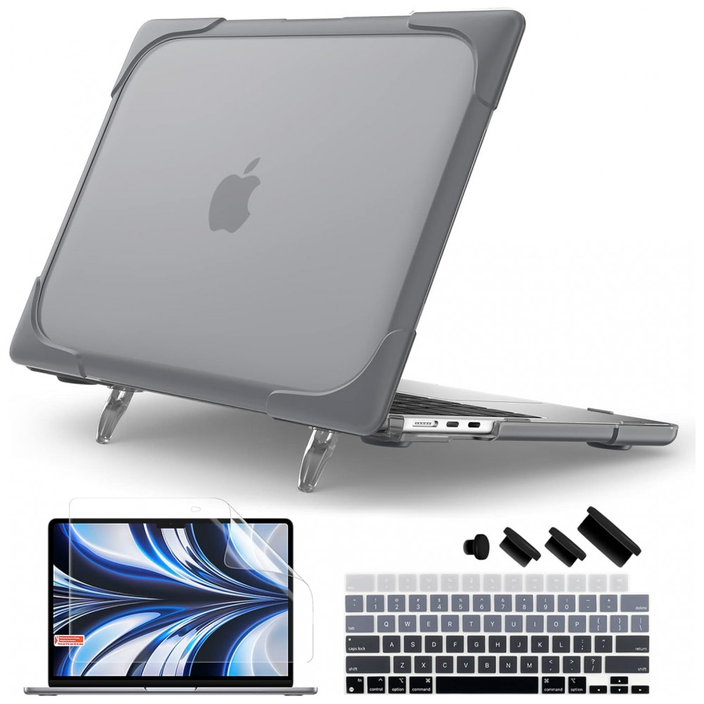 Capa Protetora Resistente a Choques para MacBook Air 136 polegadas - Modelo de Lançamento 2025 2024 2022 da Batianda Cinza