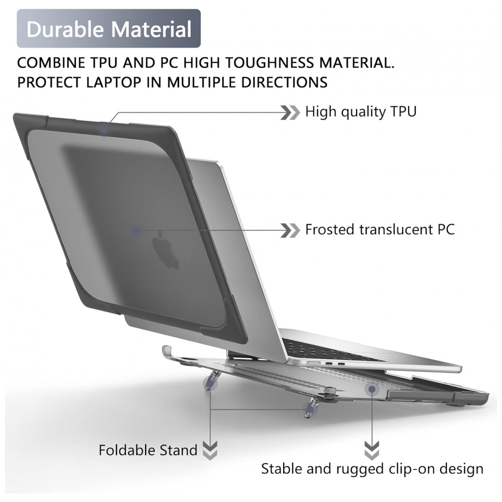 Capa Protetora Resistente a Choques para MacBook Air 136 polegadas - Modelo de Lançamento 2025 2024 2022 da Batianda Cinza - Imagem 3