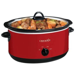 Panela Elétrica 74L com Tampa de Vidro e Controle de Temperatura 110V 1500W Crock-Pot Vermelha