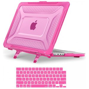 MOSISO Capa Rígida para MacBook Pro 16" 2025-2021 TPU Anti-Choque com Kickstand Dobrável e Teclado Rosa