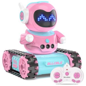 Robô Infantil ALLCELE LED RC Brinquedo de Controle Remoto para Meninas com Walkie Talkie Programação Música Demonstração e Função LED.