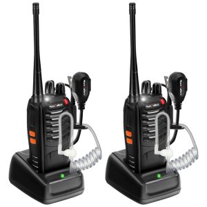 Rádio Comunicador Walkie Talkie MaxTalker MT-8S com Fone de Ouvido Rádio Bidirecional com Lanterna VOX Bateria