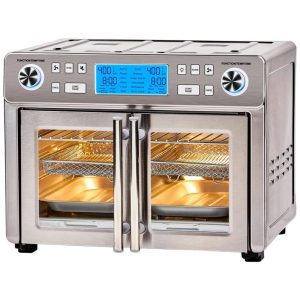 Forno de Convecção e Fritadeira Emeril Lagasse Dual Zone 360 com Porta Francesa 2366 litros Extra Grande Cozinhe Dois Alimentos de Formas Diferentes