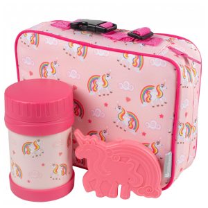Lancheira Infantil de Unicórnio com Recipientes e Forma de Gelo Para 3 Anos ou Mais BENTOLOGY Rosa