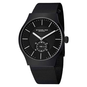 Relógio masculino Albion 125G 40mm com mostrador preto e pulseira de aço inoxidável preta.