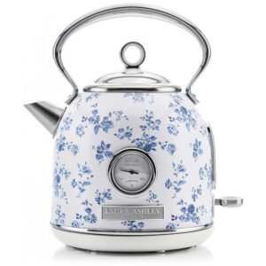 Chaleira Elétrica Laura Ashley 17L Inox Branco com Estampa Floral China Rose Termômetro Externo Filtro Removível Dome VQ-SBPKK336-LACR-US 1500W 110V