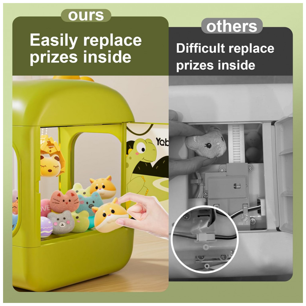 Máquina de Garra Dinossauro Vanvimen 64 PCS Grande para Crianças, Arcade Mini Vending Game com Brinquedos e Doces, Som e Luzes - Imagem 3