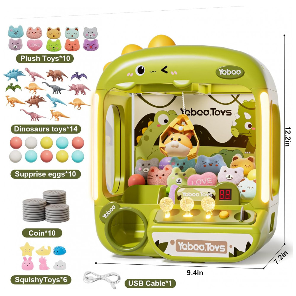 Máquina de Garra Dinossauro Vanvimen 64 PCS Grande para Crianças, Arcade Mini Vending Game com Brinquedos e Doces, Som e Luzes - Imagem 7
