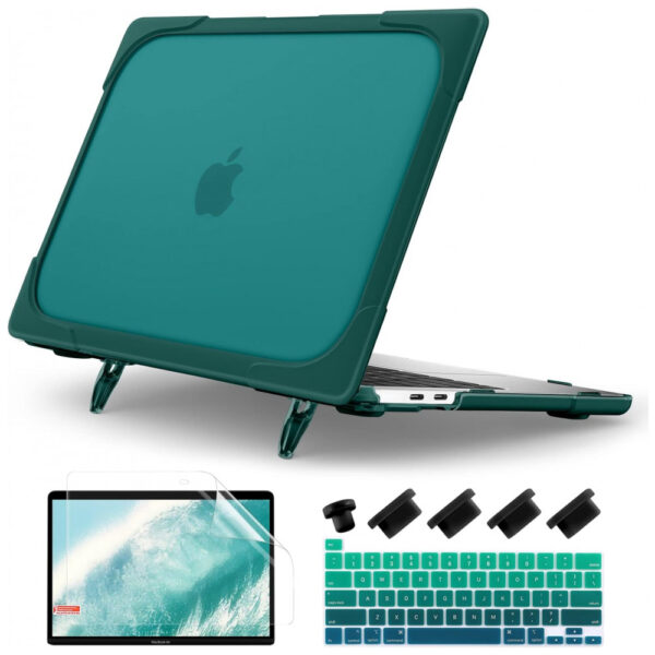 Capa Rígida Batianda para MacBook Pro 13" – Modelos A2338, A2251, A2289 com Suporte Dobrável, Tampa de Teclado e Película de Tela – Azul Petróleo