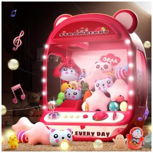 Skirfy Máquina de Garra Mini Arcade Rosa para Crianças Brinquedo Vending Machine com Prêmios e Som Presente de Aniversário