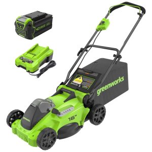 Cortador de Grama a Bateria Greenworks 40V sem Escova com 75 Ferramentas Compatíveis Bateria de 4.0Ah e Carregador Inclusos