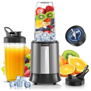 Liquidificador Portátil com Capacidade de 800mL e 6 Lâminas de Aço Inoxidável 1300W LAMPICK Cinza