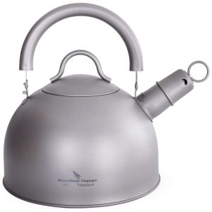 Chaleira de Chá Ultraleve Boundless Voyage Ti1584A 2 Litros em Titânio com Apito Cinza
