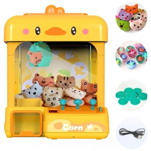 Claw Machine cxjoigxi Duck Amarela – Máquina de Garra Eletrônica Infantil com Luzes Sons Ajustáveis e Dispensador de Brinquedos