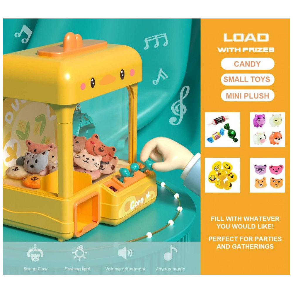 Claw Machine cxjoigxi Duck Amarela – Máquina de Garra Eletrônica Infantil com Luzes, Sons Ajustáveis e Dispensador de Brinquedos - Imagem 4