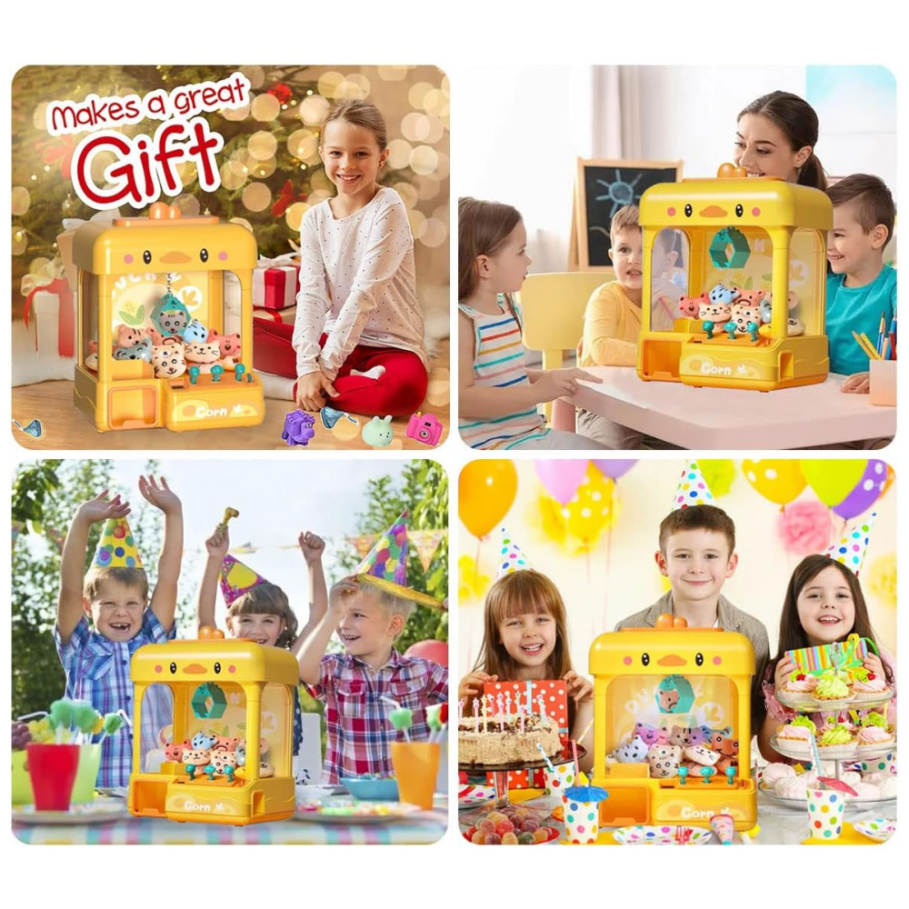 Claw Machine cxjoigxi Duck Amarela – Máquina de Garra Eletrônica Infantil com Luzes, Sons Ajustáveis e Dispensador de Brinquedos - Imagem 5