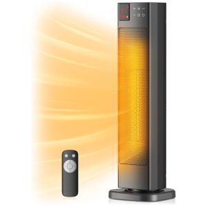 Aquecedor de Torre Cerâmica com Modo ECO Temporizador 12H Controle Remoto e Proteção de Segurança 110V 1500W PELONIS Preto