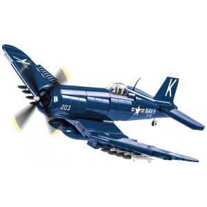 Kit de Construção Avião Corsair F4U 4 da Guerra da Coréia com 520 Peças COBI Azul