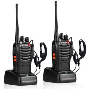 Rádio Comunicador Walkie Talkie Pxton Recarregáveis Longo Alcance com Fones Transceptor UHF Lanterna Bateria Li-ion e Carregador (2 Unidades).