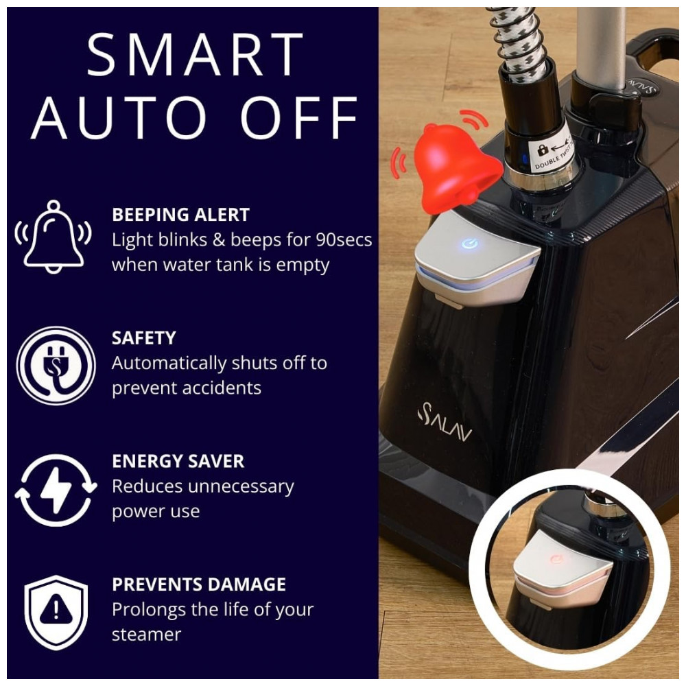 SALAV: Steamer,Passadeira e Vaporizador de Roupas Vertical Comercial Navy, 1800W, Tanque de Água XL de 3L, 90 Min de Uso Contínuo, - Imagem 2
