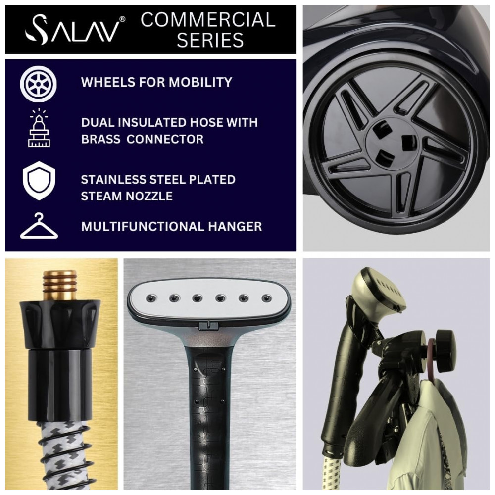 SALAV: Steamer,Passadeira e Vaporizador de Roupas Vertical Comercial Navy, 1800W, Tanque de Água XL de 3L, 90 Min de Uso Contínuo, - Imagem 5