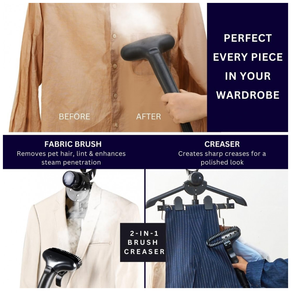 SALAV: Steamer,Passadeira e Vaporizador de Roupas Vertical Comercial Navy, 1800W, Tanque de Água XL de 3L, 90 Min de Uso Contínuo, - Imagem 8