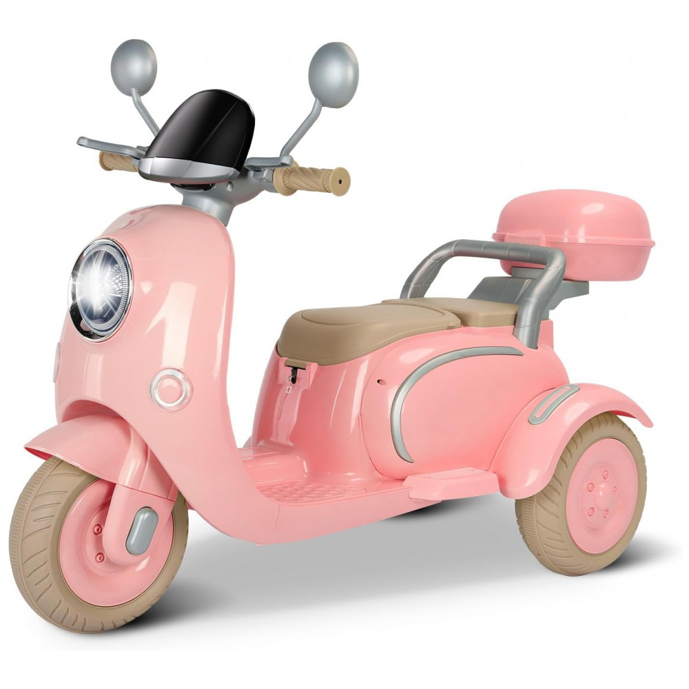 Moto Elétrica Infantil Letsgoride 12V Rosa Claro 2 Lugares 3 Rodas Baú Musical Bluetooth LED Buzina 2x50W - Imagem 9
