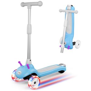 Patinete Elétrico para Crianças de 2 a 8 anos com 3 Rodas e LED Peso Max 50kg Gobazaar Azul