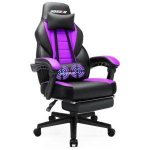 BOSSIN Cadeira de Escritório Gamer Reclinável e Ergonômica com Apoio para Lombar Roxa
