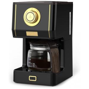 Máquina de Café Expresso Retrô 370mL com 3 Modos de Preparo 110V Amaste Preta e Dourada