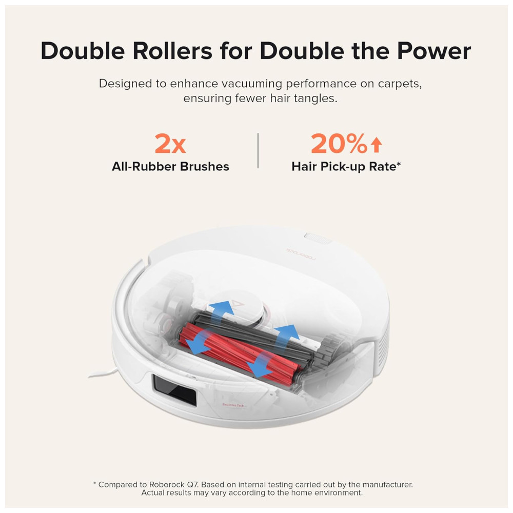 Aspirador Robô e Esfregão com Auto Esvaziamento Mapeamento Inteligente e Sucção Forte de 5500Pa 110V Roborock Q8 Max Branco - Imagem 6
