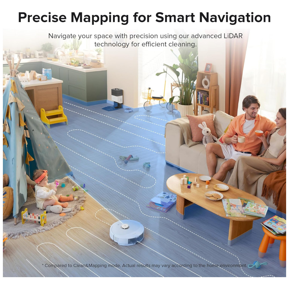 Aspirador Robô e Esfregão com Auto Esvaziamento Mapeamento Inteligente e Sucção Forte de 5500Pa 110V Roborock Q8 Max Branco - Imagem 7