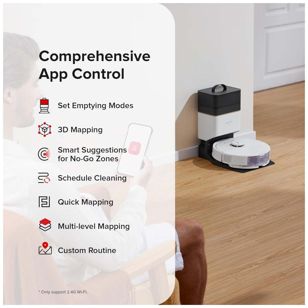 Aspirador Robô e Esfregão com Auto Esvaziamento Mapeamento Inteligente e Sucção Forte de 5500Pa 110V Roborock Q8 Max Branco - Imagem 8