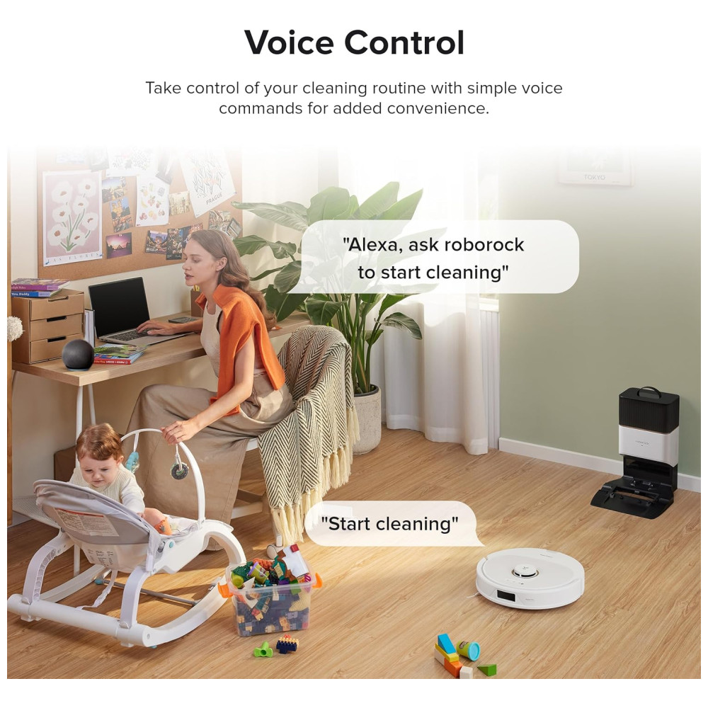 Aspirador Robô e Esfregão com Auto Esvaziamento Mapeamento Inteligente e Sucção Forte de 5500Pa 110V Roborock Q8 Max Branco - Imagem 9