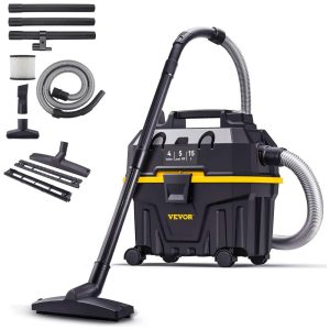 Aspirador de Pó e Líquidos 3 em 1 com Função de Sopro 15.16L 120V 1200W VEVOR Preto e Amarelo
