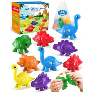 Conjunto de Dinossauros com Alfabeto de 26 Peças para Aprendizado de Crianças de 3 a 5 Anos Brinquedos Educacionais Montessori Walenty