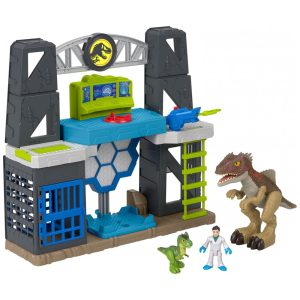 Fisher-Price Imaginext Jurassic World Scan & Glow Dino Playset laboratório com dinossauros luminosos luzes e sons 6 peças