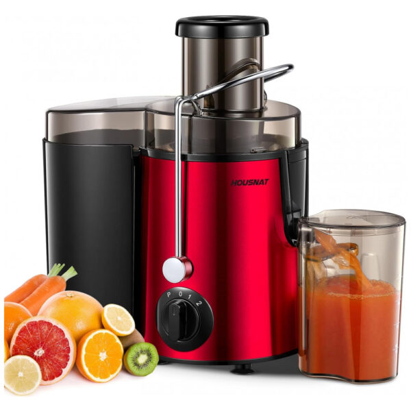 Extrator de Sucos HOUSNAT, Centrífuga com Motor de 400 W, Amplo Tubo de 65mm para Frutas e Vegetais Inteiros, Extrator de Suco com 3 Velocidades, Vers