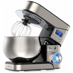 Batedeira de Bancada 5 Litros em Aço inoxidável com Display LCD 110V 1200W LILPARTNER Prata