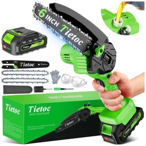 Mini Motosserra Elétrica sem Fio para Poda de Galhos Bateria 21V 880W Tietoc Direct Verde