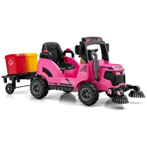 Caminhão Elétrico Infantil 1 Assento com Luz LED Músicas Bateria 12V OLAKIDS Rosa