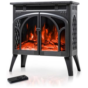 Lareira Elétrica Portátil Autônoma com Chamas Realista 3D 4 Cores Variáveis e Controle Remoto 110V 1500W Electactic Cinza