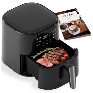 Fritadeira elétrica sem óleo QIDO digital preta 5L 1500W 8 funções timer display touch circulação de ar quente 110V