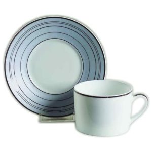 Xícara e Pires Elegância e Sofisticação em Sua Mesa com Material de Porcelana Bernardaud Branco e Azul