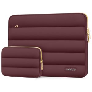 MOSISO 15-156" Capa Puff para Laptop com Bolsa Adicional Compatível com MacBook Pro 16 HP Dell ASUS Acer Lenovo Vinho