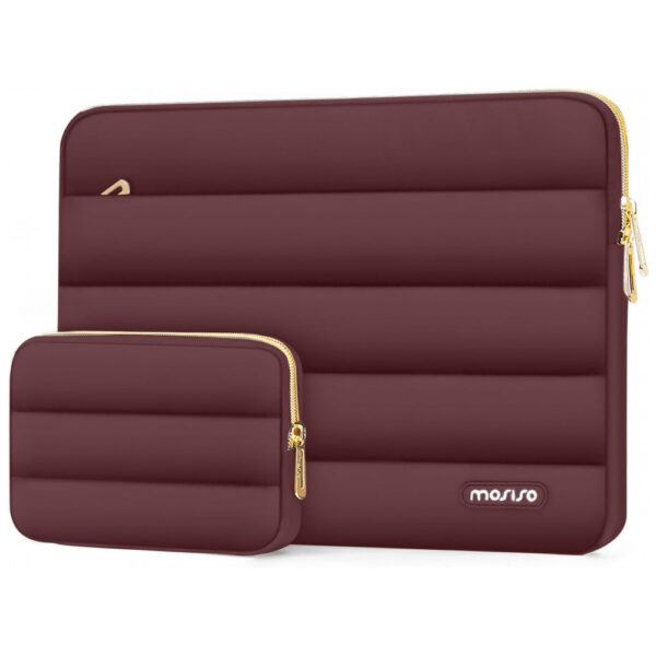 MOSISO 15-15,6" Capa Puff para Laptop com Bolsa Adicional, Compatível com MacBook Pro 16, HP, Dell, ASUS, Acer, Lenovo, Vinho