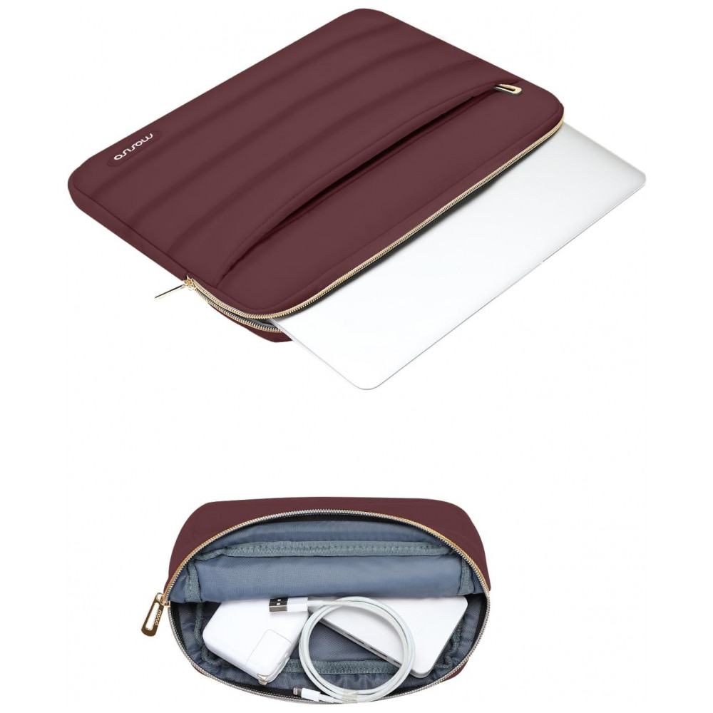 MOSISO 15-15,6" Capa Puff para Laptop com Bolsa Adicional, Compatível com MacBook Pro 16, HP, Dell, ASUS, Acer, Lenovo, Vinho - Imagem 3